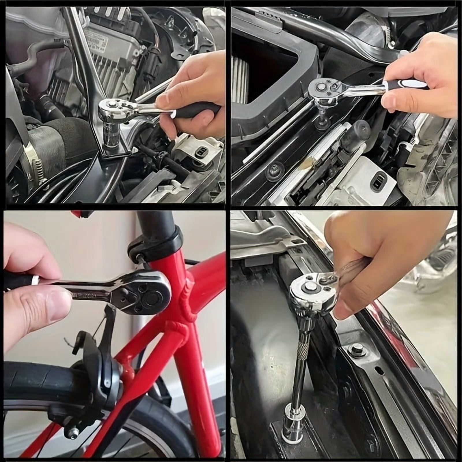 53pcs Mechanic Tool Set, Ratchet Wrench Set, Torque Wrench, MechanicTool Kits For Auto Parts Repair And Household Mechanical Tool Kit, For Car Bike Rep