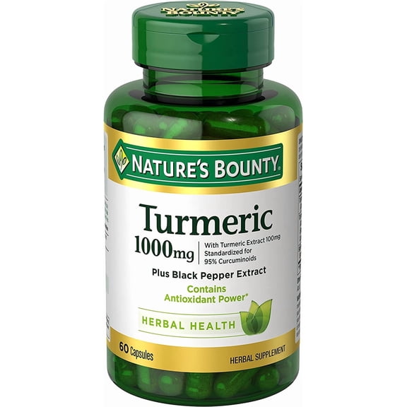 Nature's Bounty Turmeric With Black Pepper Extract, Supports Antioxidant Health, 1000mg, 60 Capsules
