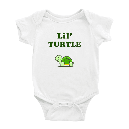 

Cute Baby Jumpsuits Lil Turtle Animal Funny Boy & Gril Newborn Clothes (White 0-3 Months