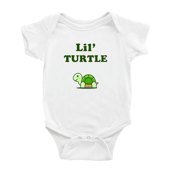 Cute Baby Jumpsuits Lil' Turtle Animal Funny Boy & Gril Newborn Clothes (White, 12-18 Months)