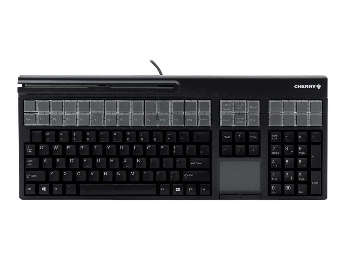 Cherry G86-71411 Computer Keyboard Programmable Wired Keyboard with 42 Relegendable Keys, Touchpad, and 3-Track MSR, Black