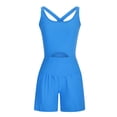 thumbnail image 4 of Mrat Womens Running Onesie Workout Romper One-Piece Tank Dress Bodice Dress Elastic Stretch Outfits Exercise Jumpsuits Gym Yoga Clothes Summer Athletic Short Jumpsuit Clothes Blue S, 4 of 5