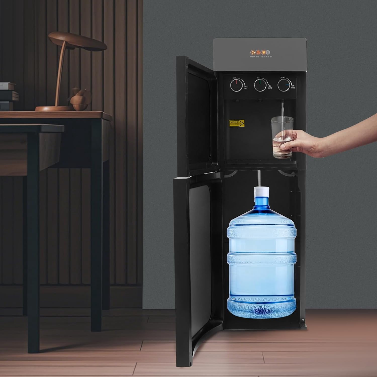 Bottom Loading Water Cooler Dispenser for 5 Gallon Bottle, 3 Temperature Settings Hot Cold & Room Water Perfect for Homes, Kitchens