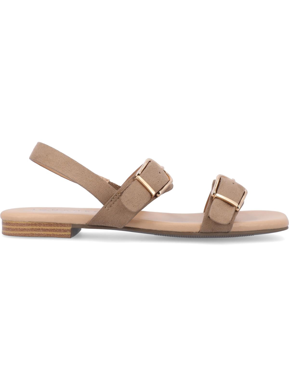 Journee Collection Womens Twylah Faux Suede Buckle Slingback Sandals