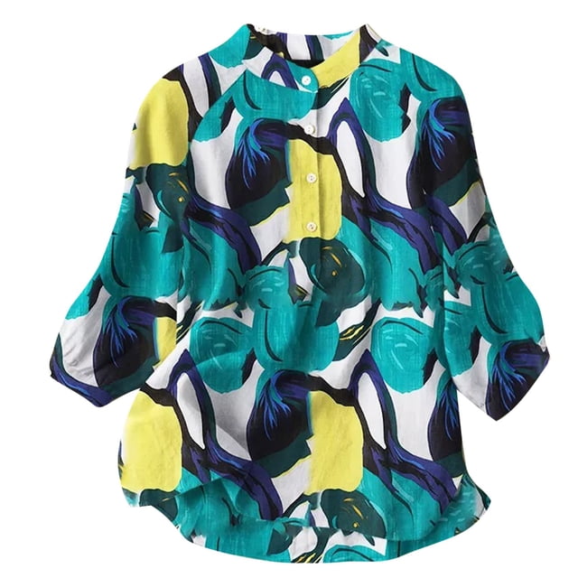 EQWLJWE Blouse Décontractée à Manches Courtes pour Femmes avec Col Montant T-Shirt Décontracté Mode pour Femmes Manches Courtes Chandail en Molleton Col en V Blouse