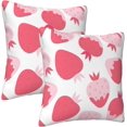 thumbnail image 6 of Strawberry Throw Pillow Covers Set of 2 Soft Pillow Case Protectors with Zipper Standard Size Pillowcase Square for Bed, Sofa, Living Room, Outdoor (18"x18"), 6 of 6