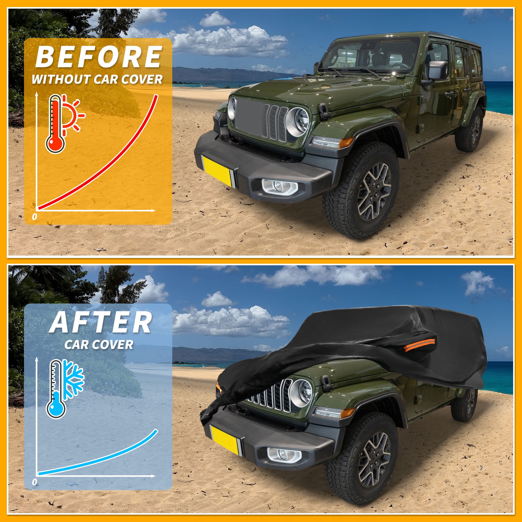 Unique Bargains Durable Waterproof Car Cover Black ["for Jeep Wrangler 4DR"]