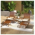 thumbnail image 2 of Acacia Wood Patio Furniture Set 4-Piece Outdoor Seating with Cushions & Footstools - Teak Finish - Balcony, Porch, Garden Furniture, 2 of 9