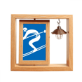 thumbnail image 1 of Blue Ski invierno deporte silueta Marco giratorio de madera 4x6, 1 of 3