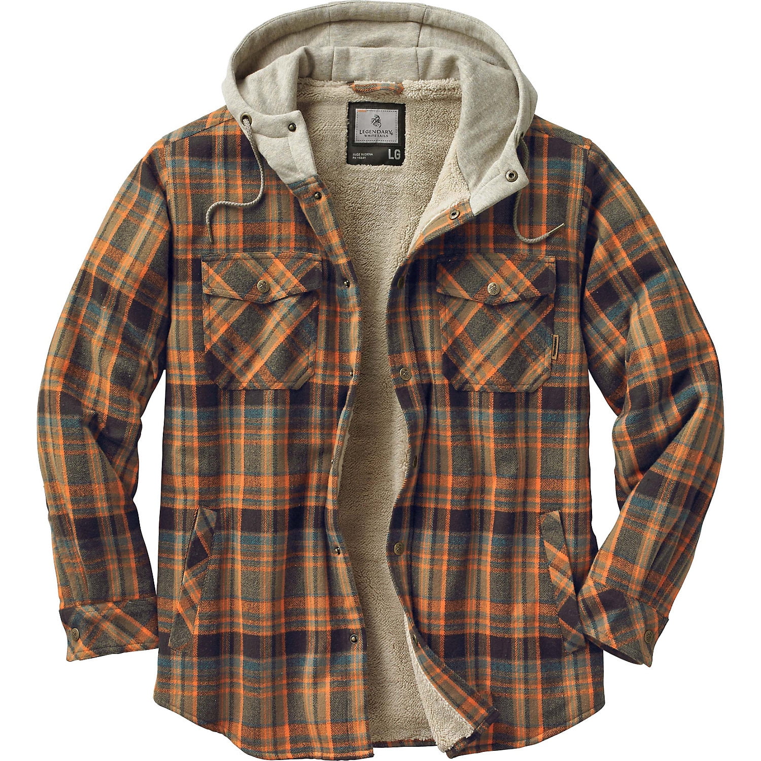Legendary Whitetails Men's Camp Night Berber Lined Hooded Flannel -  Walmart.com
