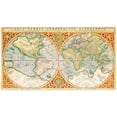 thumbnail image 2 of Mercator, Gerhad 14x10 Gold Ornate Wood Framed with Double Matting Museum Art Print Titled - Orbis terrae compendiosa descriptio 1637, 2 of 4