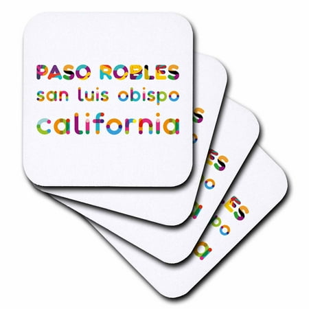 

Paso Robles San Luis Obispo California colorful text. Elegant gift set of 4 Coasters - Soft cst-337086-1