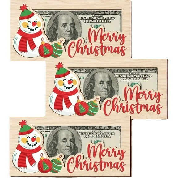 3 PcsChristmas Money Holder Gift - Wooden Merry Christmas Box with Slot for Cash, Gift Card, Insert - Holiday Welcome Sign Decor for Xmas Money Box Holiday Party Favors Xmas Wood Cash Decor