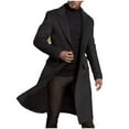 thumbnail image 4 of YYDGH Men's Trench Coat Wool Blend Slim Fit Top Coat Single Breasted Business Overcoat Fall Thermal Long Sleeve Tops Black 3XL, 4 of 8