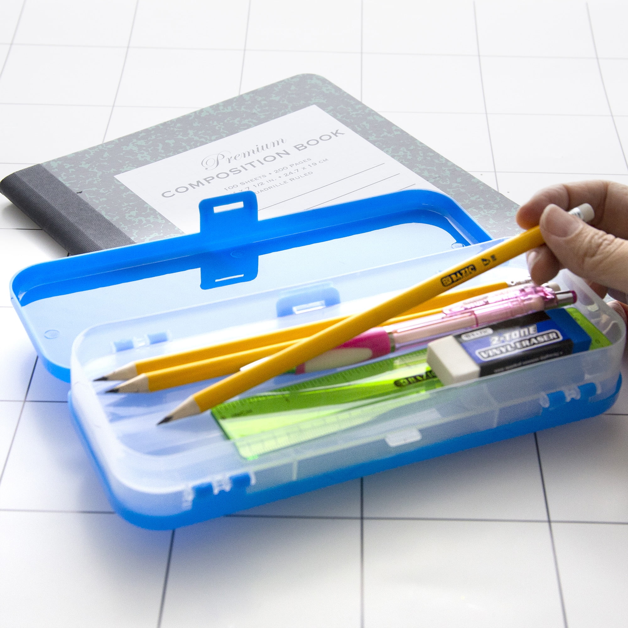 BAZIC 8" Double Deck Organizer, Plastic Pencil Case, Bright Color, 24-Pack