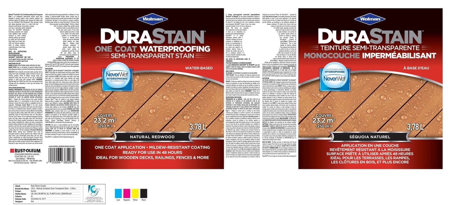 Wolman™ DuraStain® One Coat<br>Waterproofing Semi-Transparent Stain
