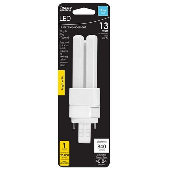 Bright White 13W Equivalence PL GX23-2 LED Light Bulb