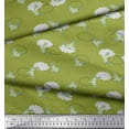 thumbnail image 2 of Soimoi Green Cotton Poplin Fabric Cloud & Watercolor Bird Printed Fabric 1 Yard 42 Inch Wide, 2 of 3