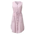thumbnail image 4 of Sngxgn Women's V Neck Sleeveless Ruched Bodycon Party Dress(Pink,S), 4 of 7