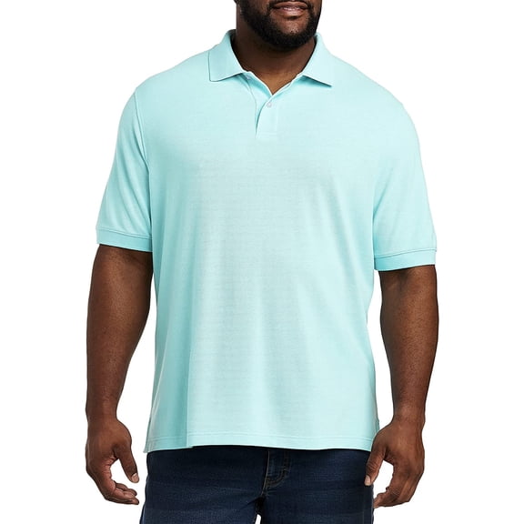 Big and Tall Essentials by DXL Men's Pique Mesh Short-Sleeve Polo Shirt, Aqua, 2XL