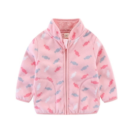 

RPVATI Baby Toddler Child Children Kids Cartoon Printed High Neck Jacket Long Sleeve Fleece Jacket Warm Winter Pockets Zip Up Clothes 1Y-6Y