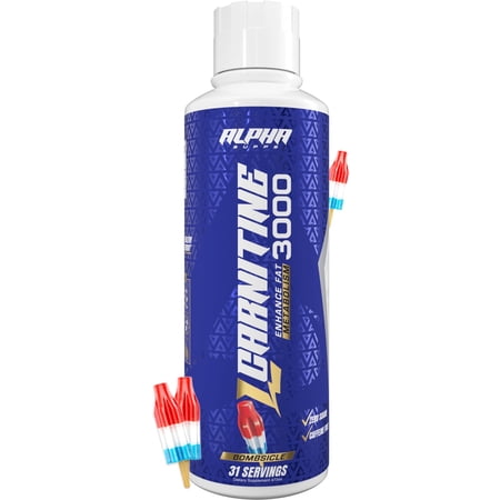 Alpha Supps L-Carnitine Liquid 3000 - Stimulant Free Energy Support For Men & Women - Bombsicle, 16 oz