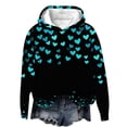 thumbnail image 5 of Kids Girls Cropped Hoodie - Turquoise Heart All-Over Print, Stretchy Polyester Spandex Blend, Hooded No Drawstrings, Multicolor Casual Sweatshirt for Teens 8-16,Size 9-10T, 5 of 5