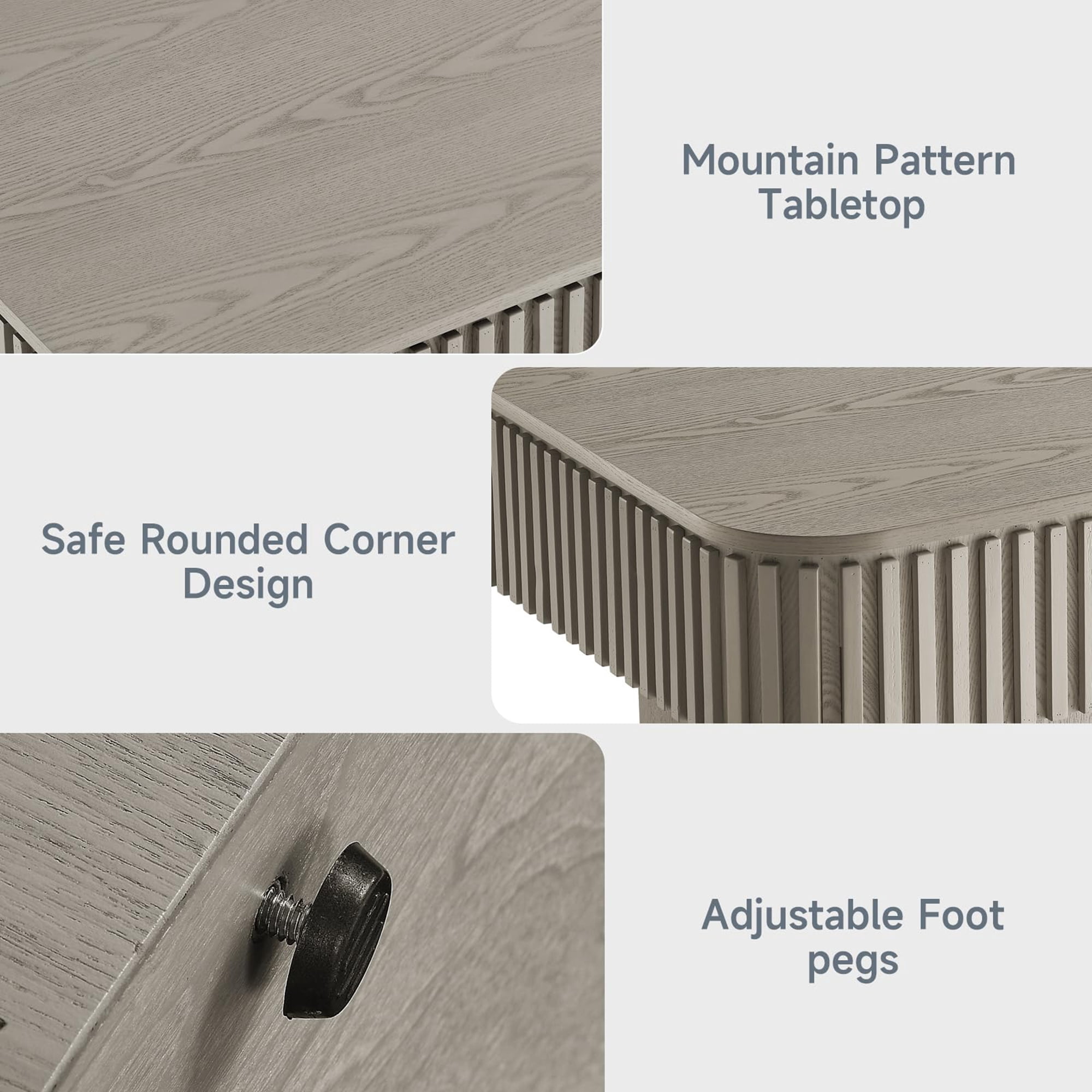 BFJDM 38.6" Gray Lift Top Coffee Table, Fluted Hidden Storage Modern Coffee Table for Living Room