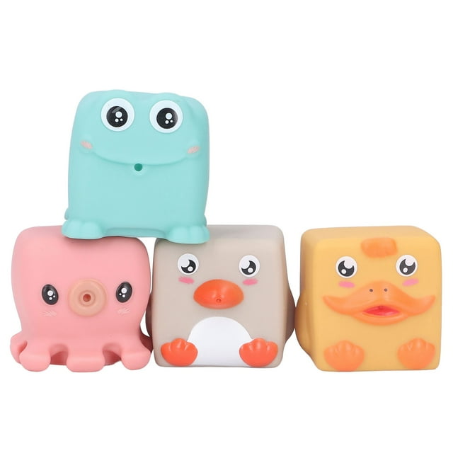 Squeezing Soft Toys, PVC Animal Stacking Building Blocks Hand Eye Coordination Chewable For Early Education