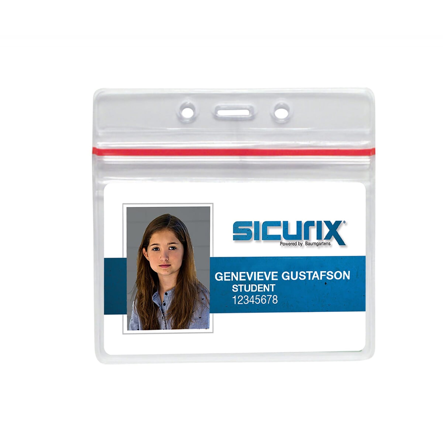 SICURIX Zip Closure Sealable ID Badge Holders, Horizontal, Clear, Pack of 50