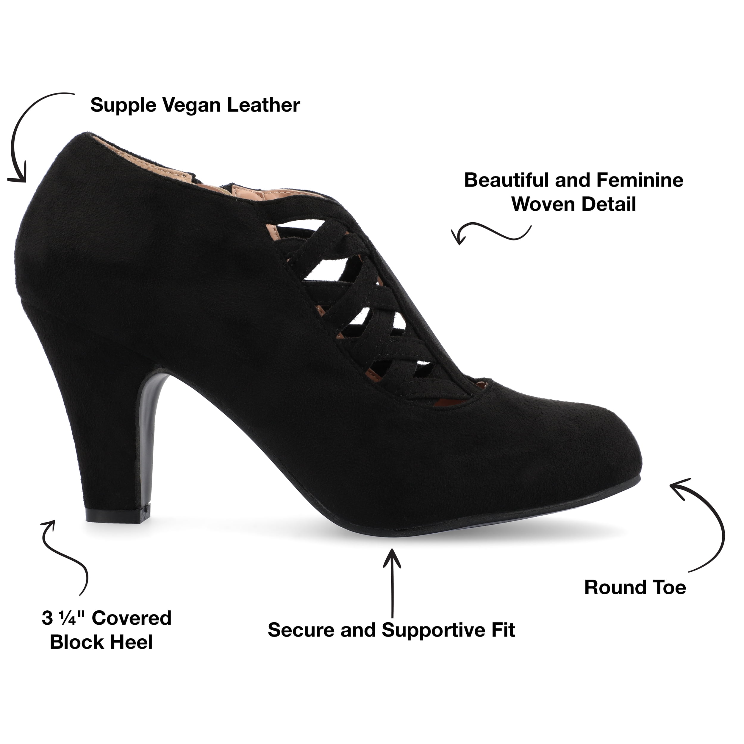 Journee Womens Piper Inside Zip Block Heel Booties, Widths Available