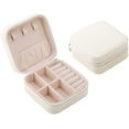 thumbnail image 1 of Mini joyero de viaje portátil blanco, organizador de anillos de joyería de cuero (blanco) ER, 1 of 5