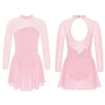 thumbnail image 4 of Linjinx Robe de Danse Ballet à Manches Longues en Maille avec Strass pour Filles, Justaucorps de Compétition de Patinage Artistique Rose 8, 4 of 5