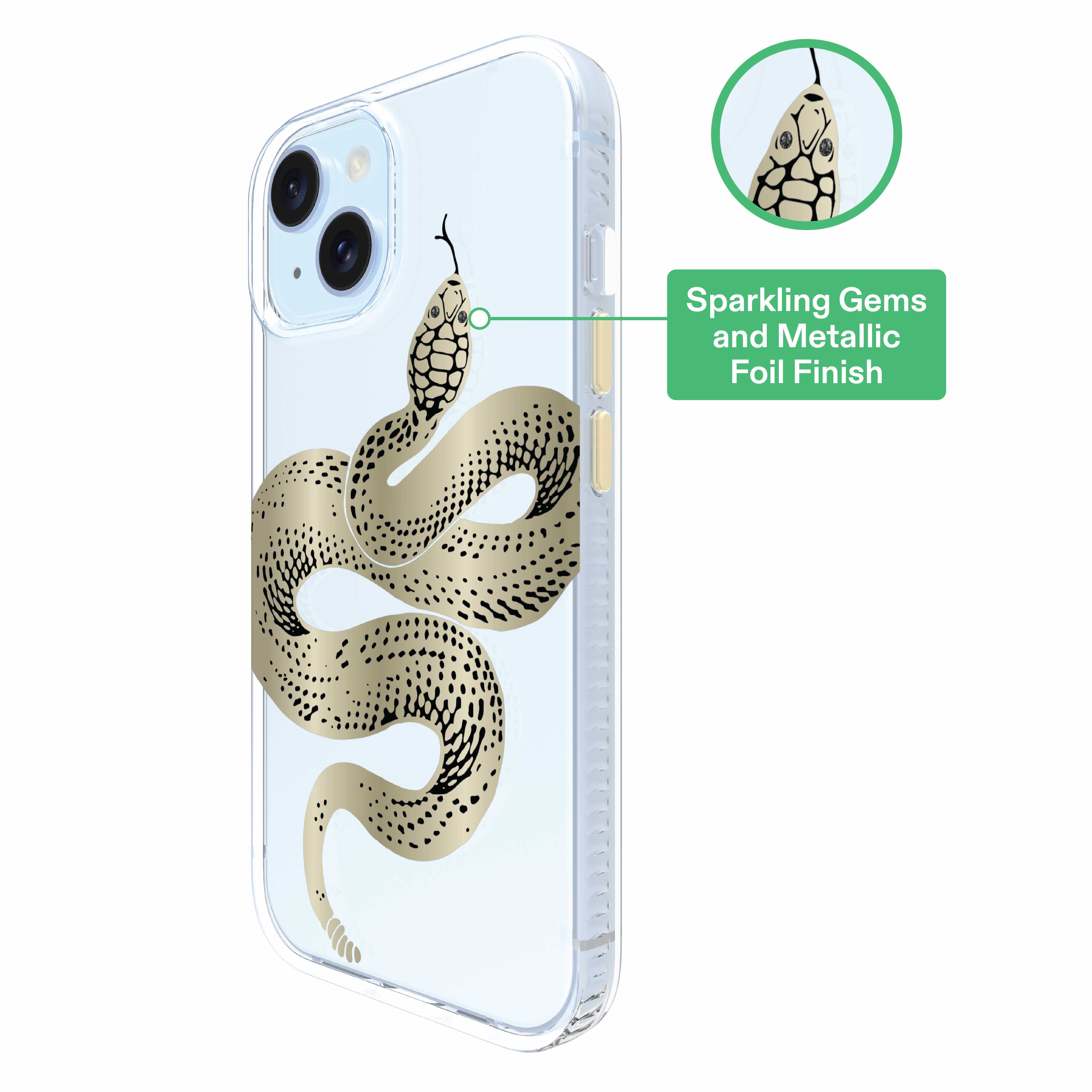 onn Gold Snake Phone Case for iPhone 17e / iPhone 16e / iPhone 15 / iPhone 14 / iPhone 13