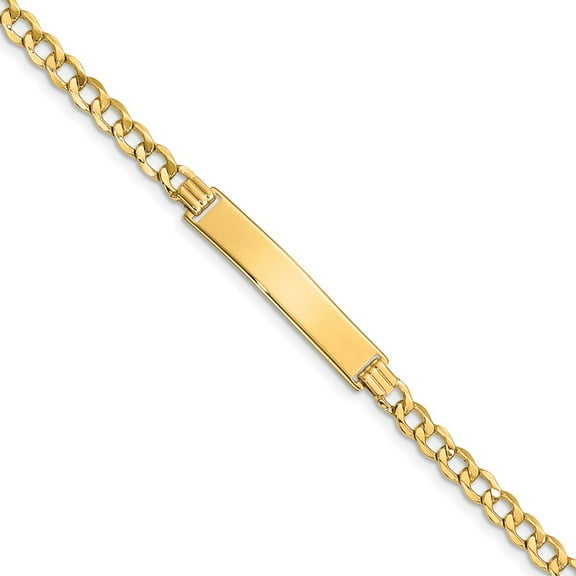 14K Yellow Gold bracelet ID Curb 7 in 4.75 mm Link 6.75mm