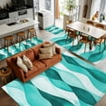 thumbnail image 3 of 4x6Ft Area Rugs Turquoise Stripes Non-Skid Rubber Backing Large Rectangle Rugs - Living Room Bedroom Home Office, Vintage Farmhouse Ripple Texture Art Indoor Floor Mat Carpets Washable Rug, 3 of 6