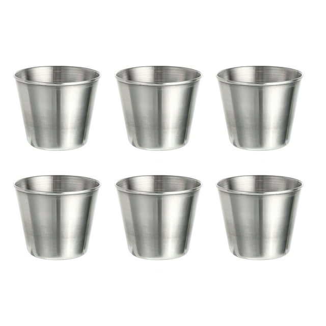 Unique Bargains Verres à Shooter en Acier Inoxydable, Lot de 6 Verres à Shooter Ronds Transparents 50 Ml/1,8 OZ en Vrac