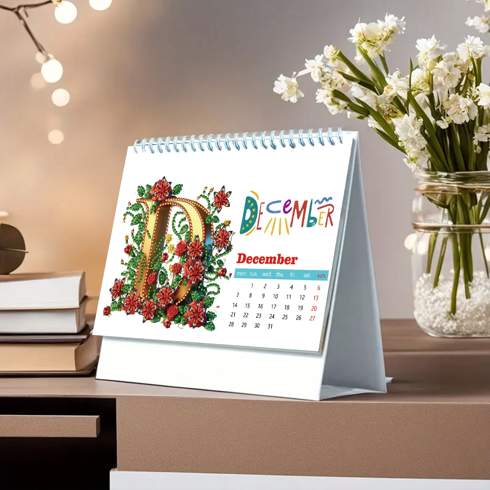 2026 Desktop Calendar Desk Calendar Painting Calendar Standing Calendar for Home Office