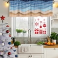 thumbnail image 5 of Blue Beige Ombre Curtain Valances for Windows, Kitchen Valance Window Treatments Panel 2 Pack, Moire Modern Geometric Aesthetics Rod Pocket Short Curtains for Bathroom Bedroom 60 x 18 Inch, 5 of 8