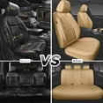 thumbnail image 3 of CAR GRAND Piping Luxury Faux PU leather Full Set Car Seat Covers Water Proof Armrest Airbag Compatible Universal Fit SUV VAN Truck All beige, 3 of 9