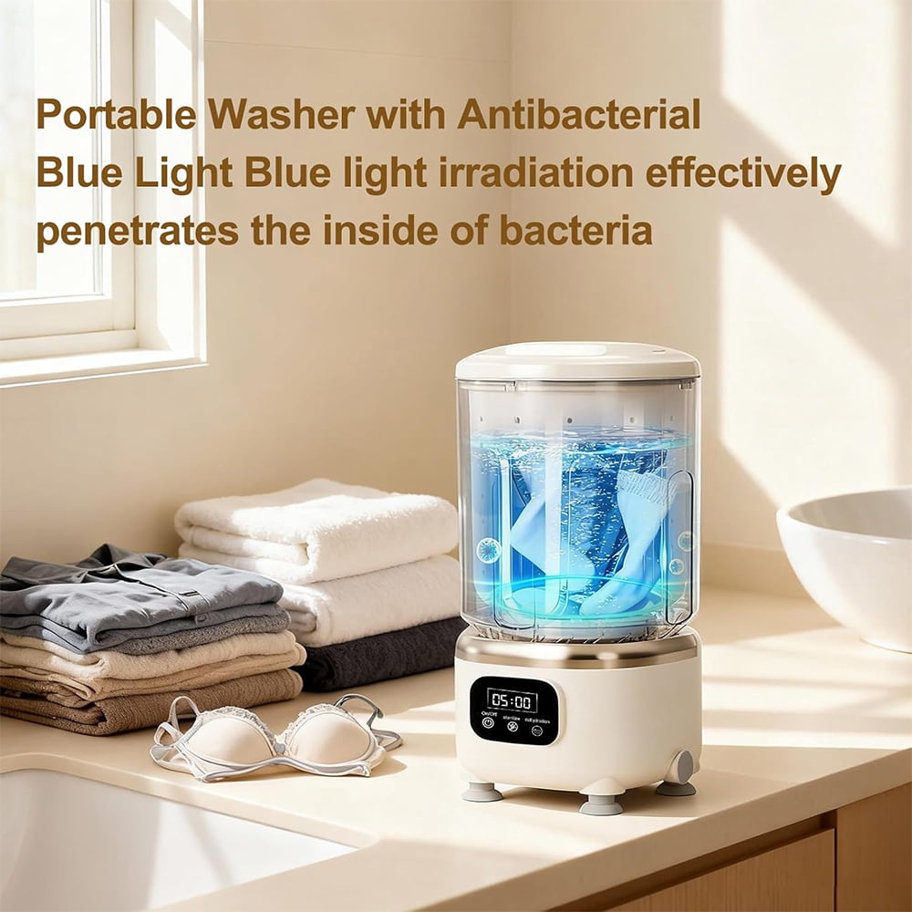 2L Underwear Washing Machine Portable Washer and Spin Dryer Combo Mini Washing Rechargeable Cordless Washing Deep Cleans Small Clothes for Travel