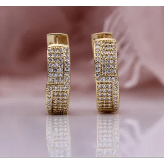 1.00 Ct Round Cut Moissanite Huggie Hoop Earrings Solid 14K Yellow Gold Plated