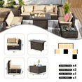 thumbnail image 6 of Grezone Outdoor Garden 8 Piece Patio Furniture with 43" 55000BTU Gas Propane Fire Pit Table Rattan Wicker Sectional Set, Beige, 6 of 10