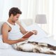 thumbnail image 5 of Balery Relaxed Cute Cow Reading Pantalones de pijama para hombre, pijama ultraligero, pantalón de descanso-X-Large, 5 of 6