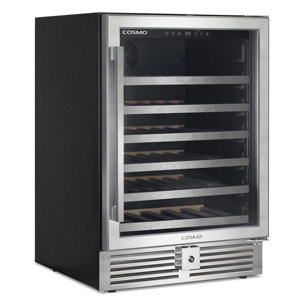 Pemberly Row 48-Bottle Single-Zone Stainless Steel Freestanding Wine Cooler