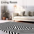 thumbnail image 2 of ODIKA 4'x6' Machine Washable Non-Slip Area Rug, Bold Stripe Abstract Alternating Zigzag High Traffic Rug, Black, 612116, 2 of 7
