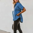 thumbnail image 5 of Spring/Summer Women Relaxed Fit Pure Color Denim Shirt With & Short Sleeves, 5 of 9