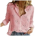 thumbnail image 1 of Blusa de lino con cuello en V y botones, manga larga, estilo informal y holgado, para la oficina, poliéster-spandex, tallas S-XXL, 1 of 5