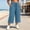 Blue, variant on Women's Plus Size Capri Pants, Elastic Waist Side Slit Design, Soft Stretch Trousers with Pockets for Daily Comfort Gray XXXXL