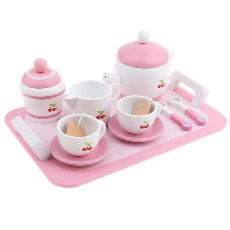 Dishes Cup Teapot Dinnerware Tea Sets, Wooden Plates And Bowls Play Set
